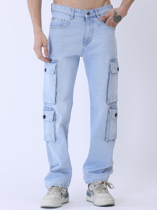 Ice Wash Multi Pocket Cargo | Marked by BLUETINT